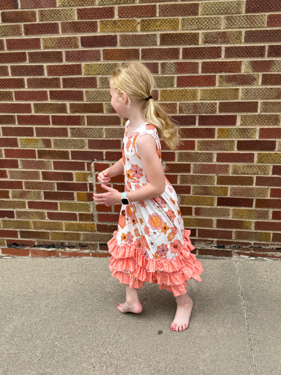 Girls Tiered Terra Cotta Dress
