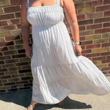 Plus Stripe Empire Waist Tiered Midi Dress