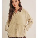 Beige Mineral Wash Cotton Twill Jacket