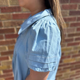Collared Puff Sleeve Chambray Dress