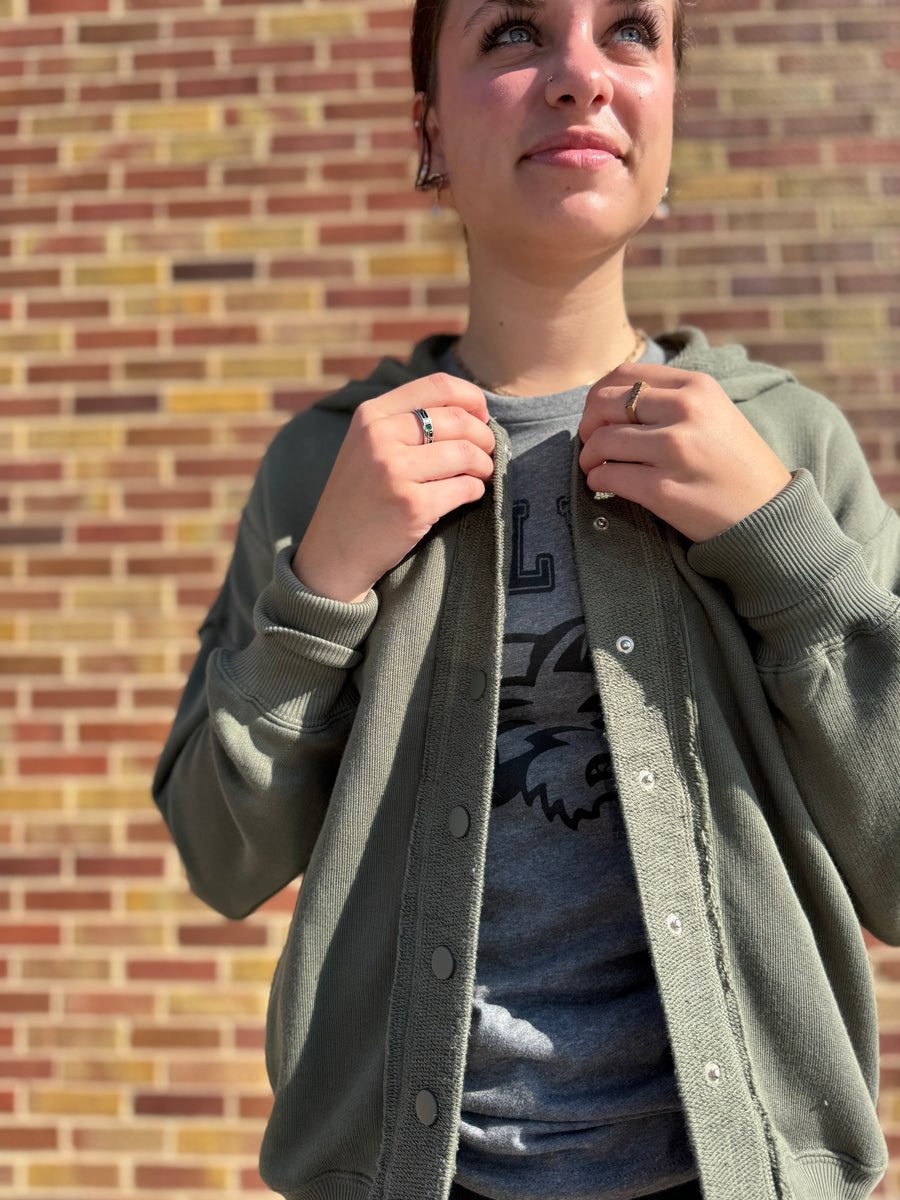 Oversized Snap Down Hooded Cardigan