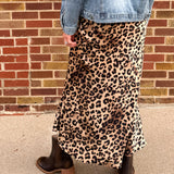 Leopard Satin Maxi Skirt