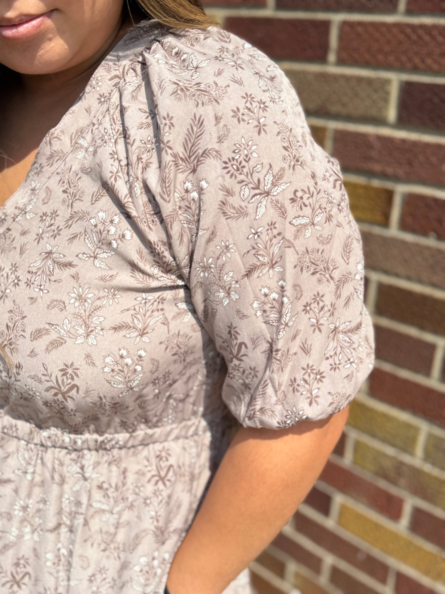 Taupe Floral Maxi Dress