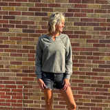 Lace Patchwork Mineral Wash Sweatshirt