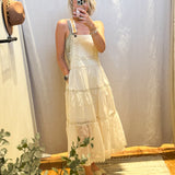 Lace Tiered Overall Maxi Dress