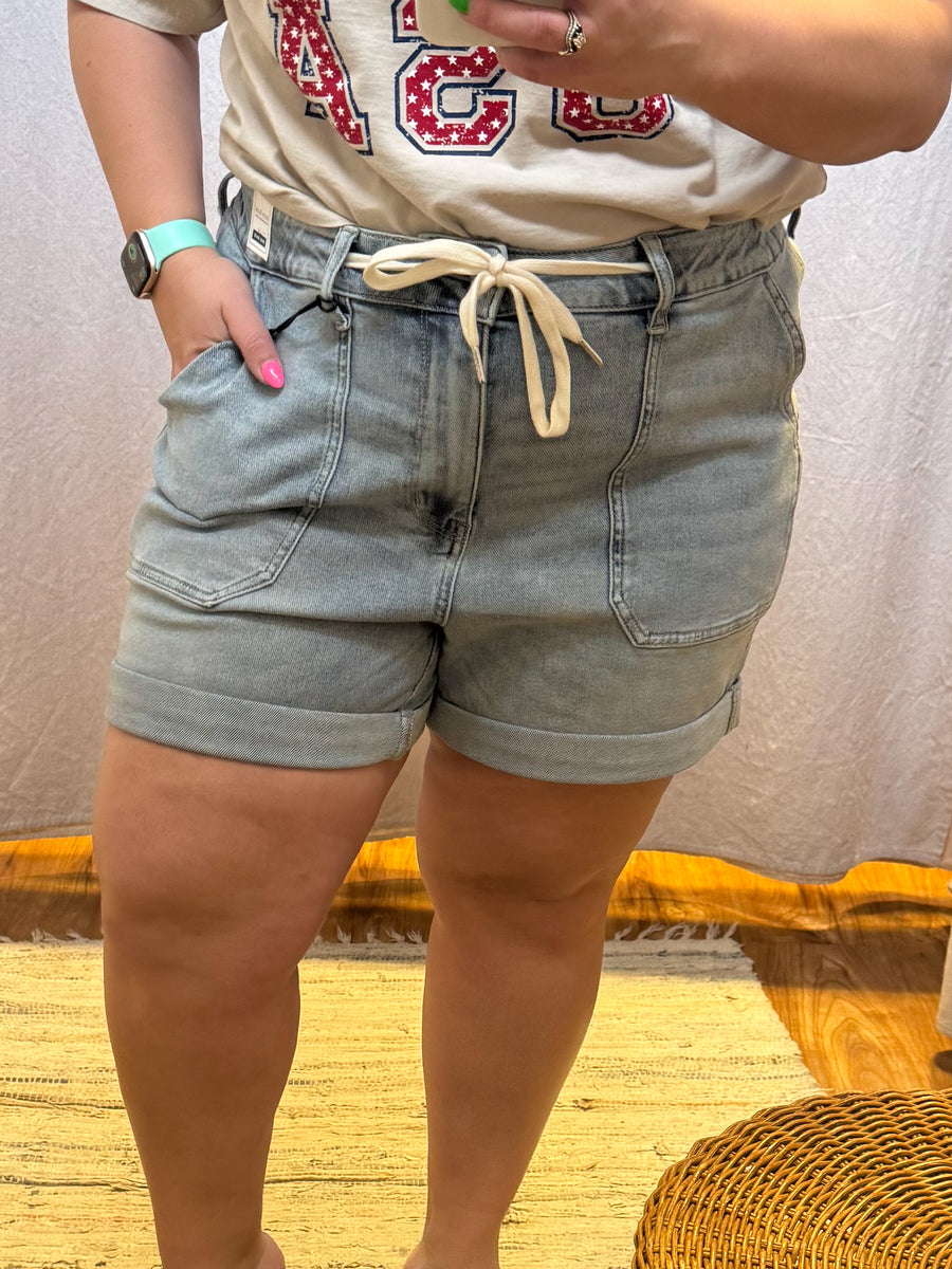 Plus Judy Blue Cuff Jogger Shorts