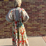 Boho V Neck Floral Balloon Sleeve Dress