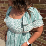 Floral Print Maxi Dress w/Flutter Sleeve