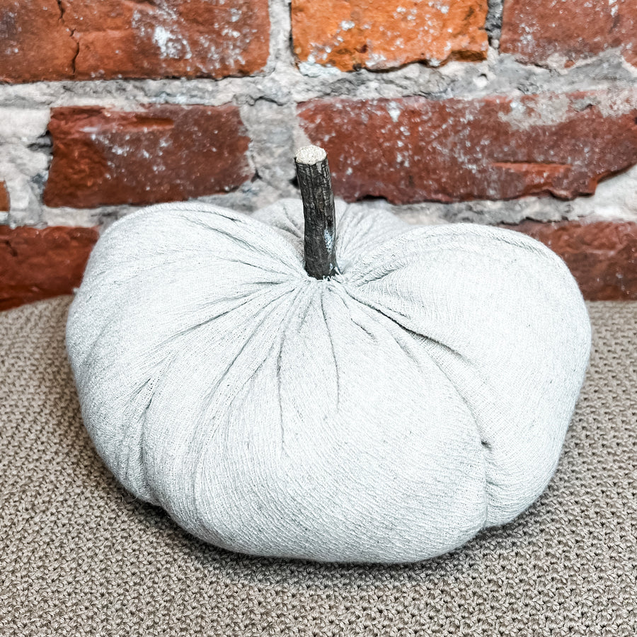Fabric Pumpkin w/ Wood Stem 7.75x5.25”