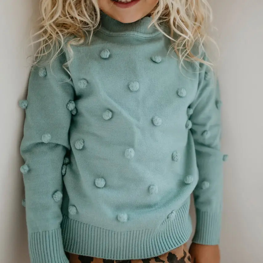 Girls Pom Pom Crew Neck Sweater