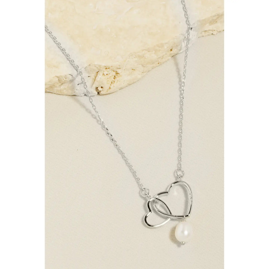 Hearts & Pearl Pendent Necklace