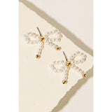 Pearl Beaded Ribbon Stud Earring