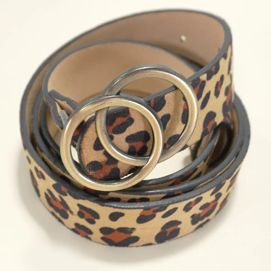 Double O Faux Leather Leopard Belt