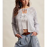Boho Crochet Tie Front Cardigan