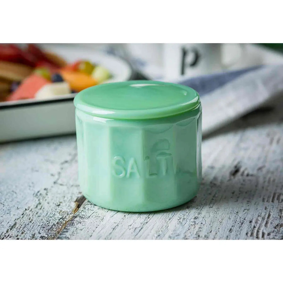 Jadeite Glass Collection Salt Cellar w/ Lid