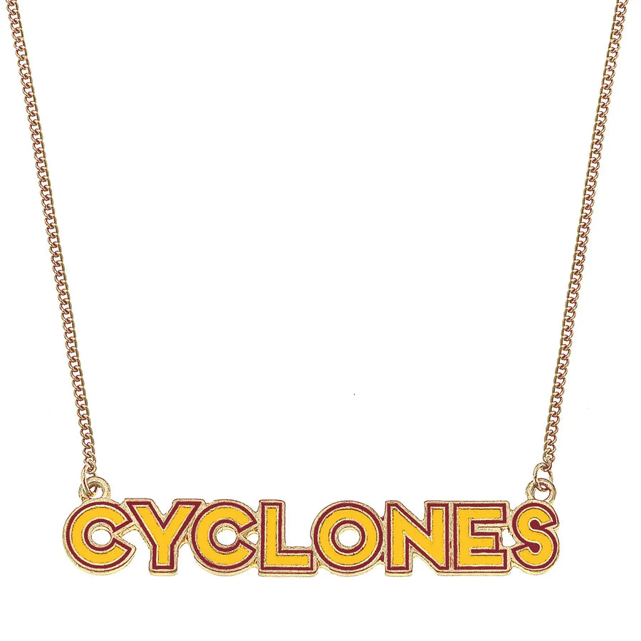 Iowa State Outline Enamel Necklace