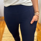 Nylon Ribbed Leggings w/Side Pocket