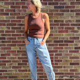 Denim Cropped Barrel Pants