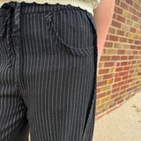 Relaxed Stripe Barrel Pants w/Pockets