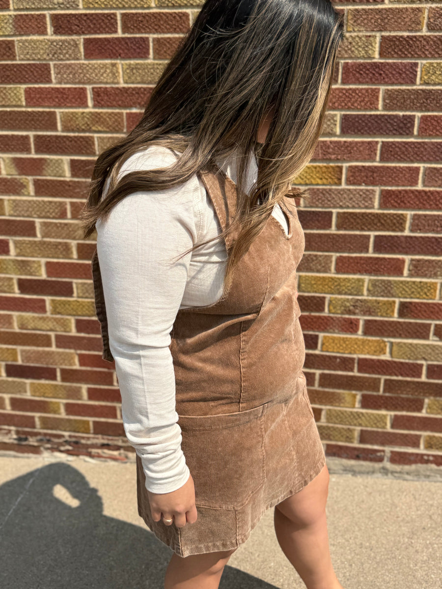 Snow Wash Corduroy Pinafore Overall Dress