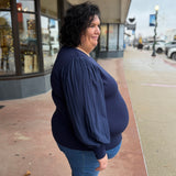 Plus Pleated Long Sleeve Knit Top