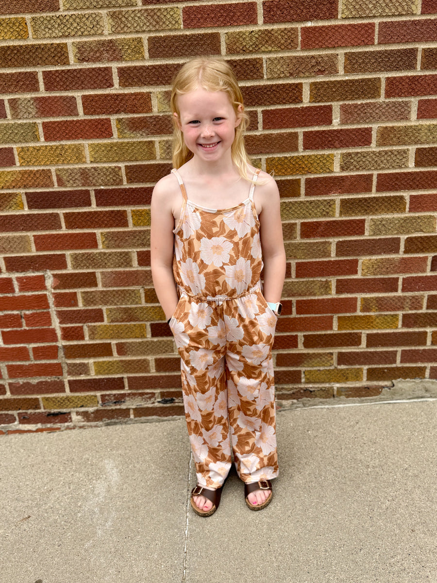 Girls Golden Peach Jumpsuit