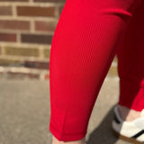 Plus Nylon Ribbed Leggings