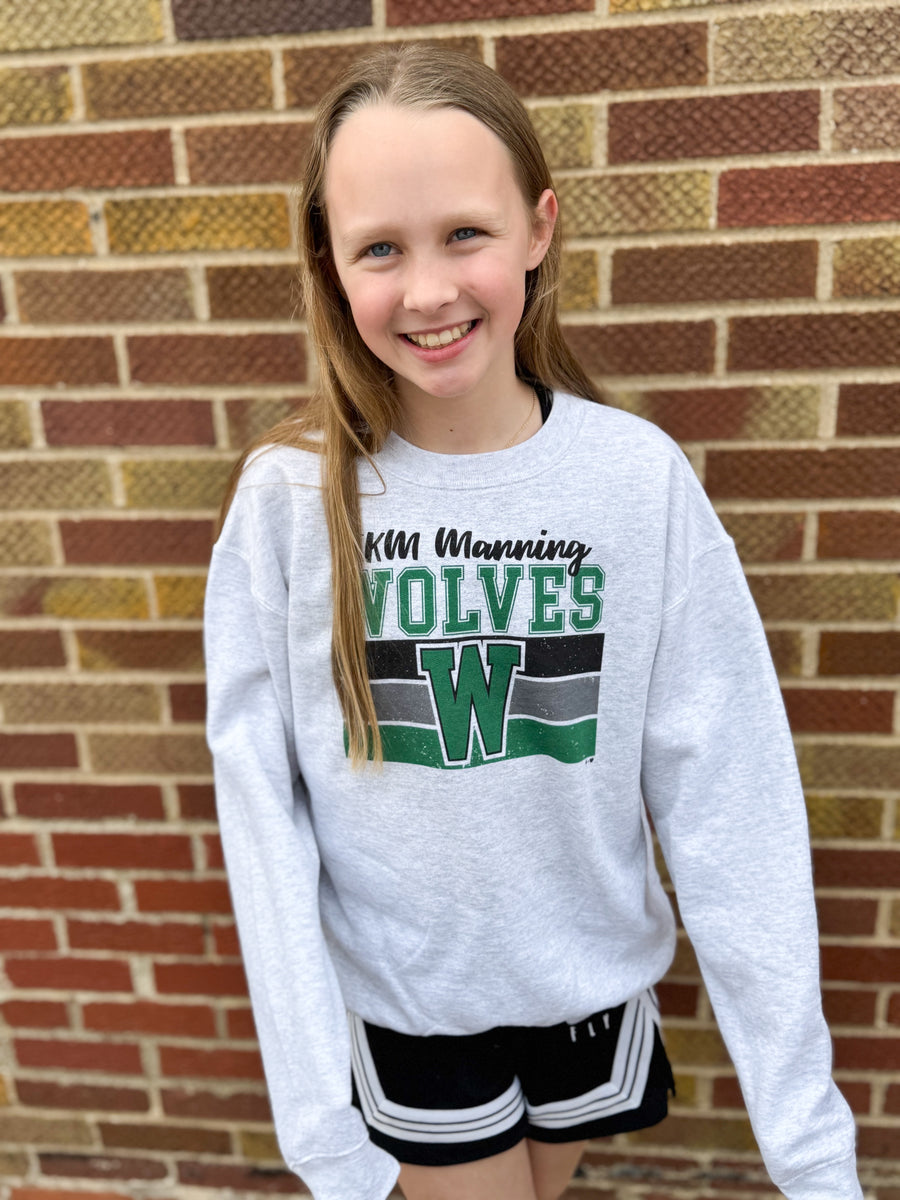 Youth Wolves Distressed Stripe Sweatshirt