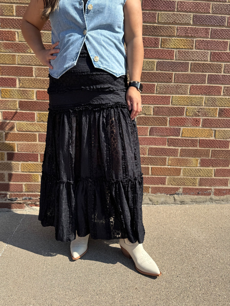 Black Lace Tiered Skirt