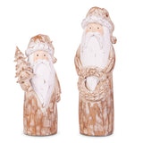Natural Distressed Carved Santa