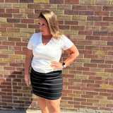 Plus V-Neck Short Sleeve Fitted Top