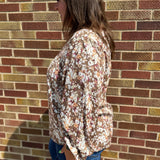 Plus Woven Floral Long Sleeve