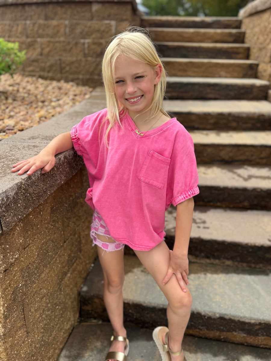 Girls V-Neck Pocket Tee