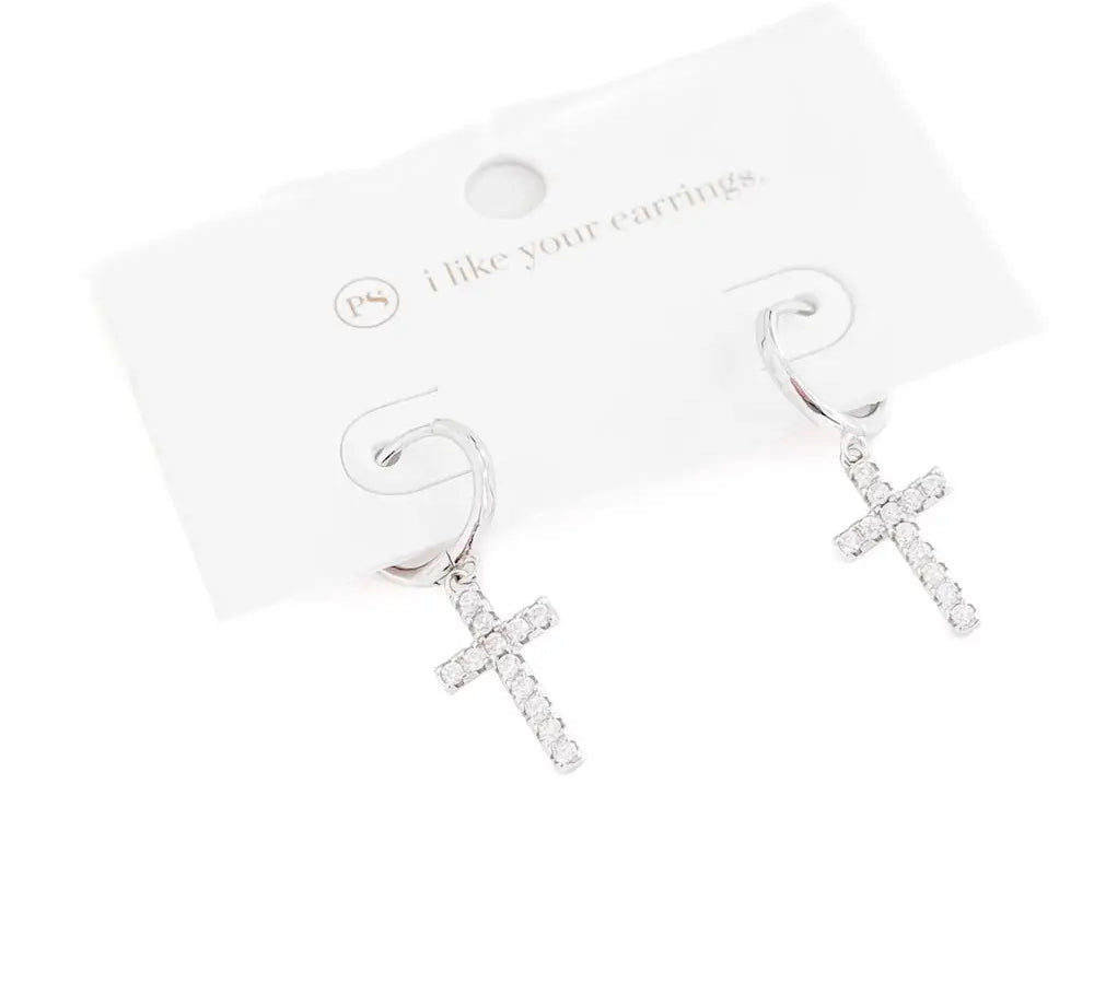 Waterproof Taryn Diamond Cross Earring