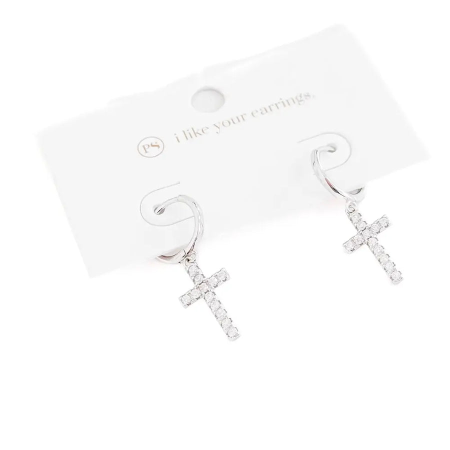 Waterproof Taryn Diamond Cross Earring
