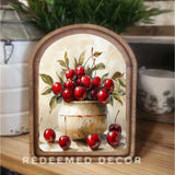 Arched Top Cherries Sign 6x8"