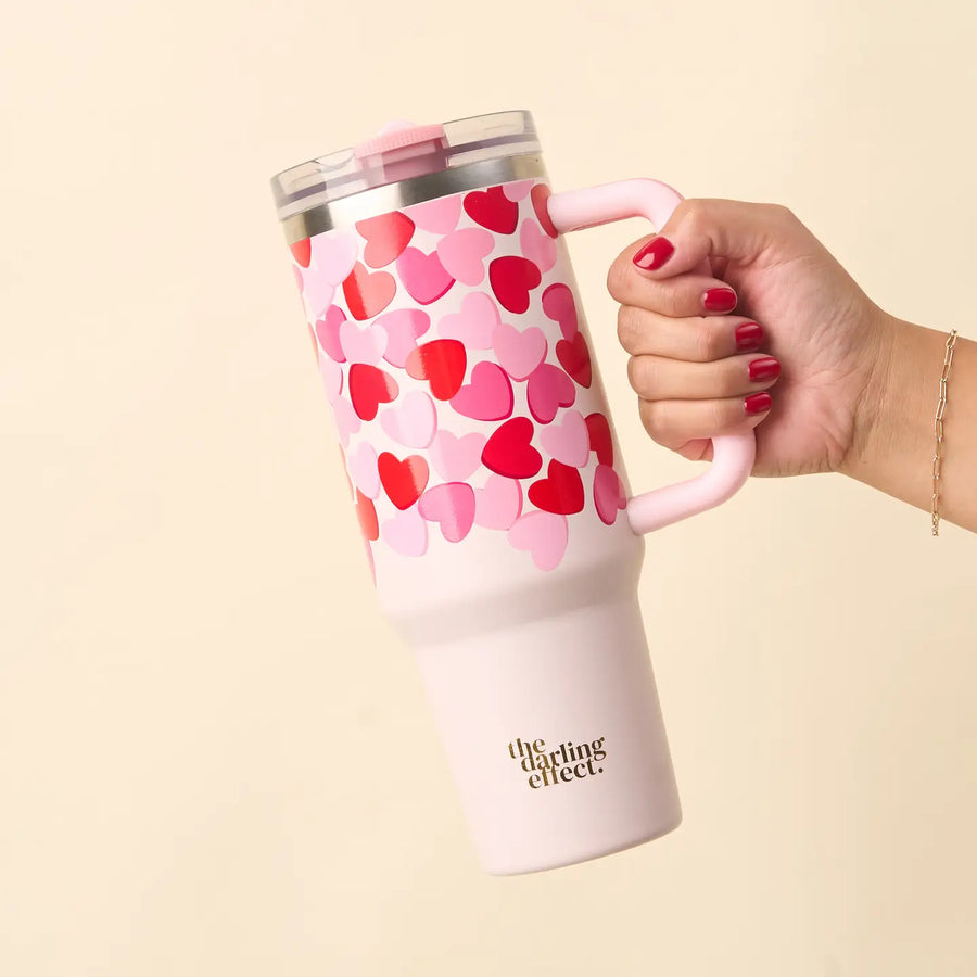 Blushing Hearts Flip Straw Tumbler 40oz