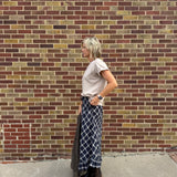 Vintage Navy Plaid Maxi Skirt