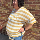 Plus Heather Striped V-Neck Top