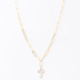 Gold Iris Necklace w/Cross Pendant