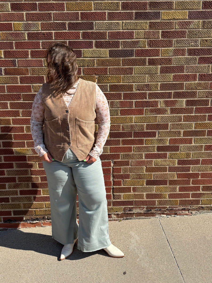 Plus Cotton Twill Wide Pant