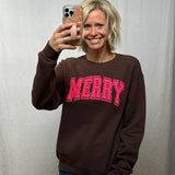 Outline Puff Print Merry Crewneck