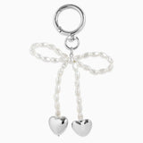 Pearly Bow Drop Heart Bag Charm