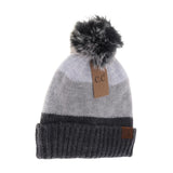 CC Multi Color Block Pom Beanie