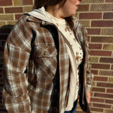 Zip Up Plaid Hoodie Shacket