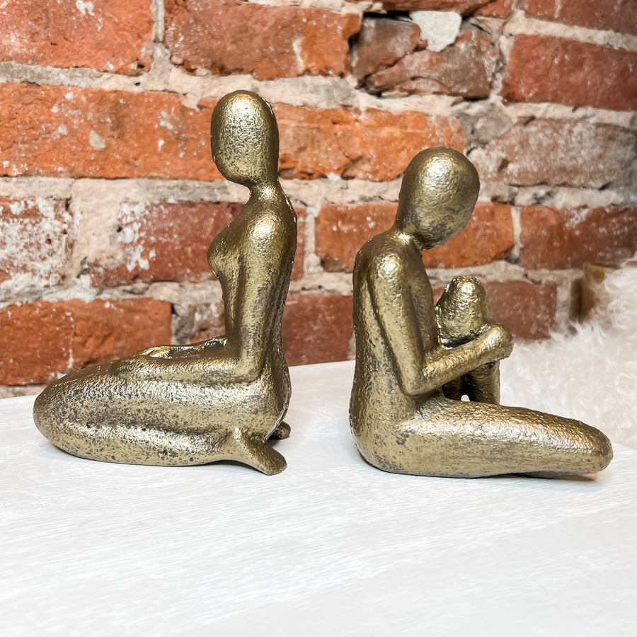 Cast Iron Sitting Women Bookends Set of 2