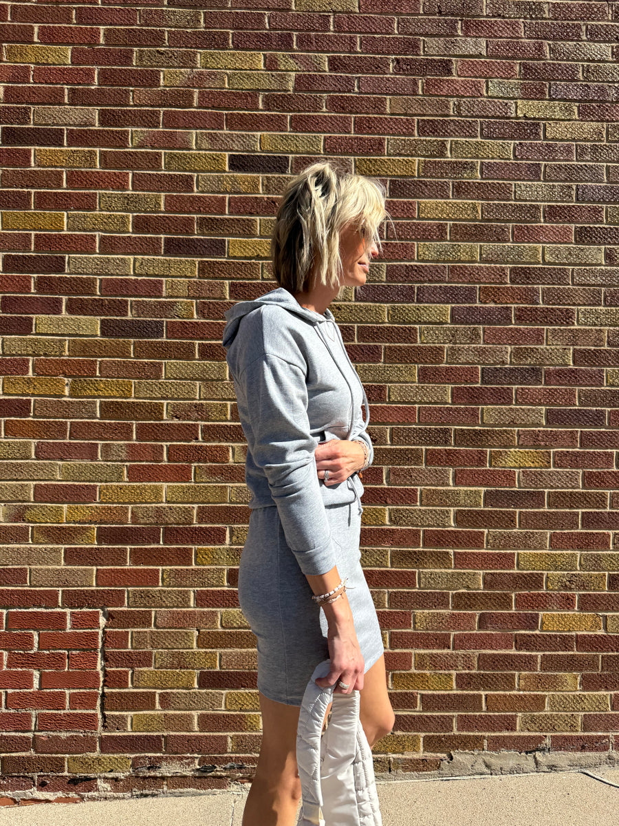 Solid Hoodie Midi Dress