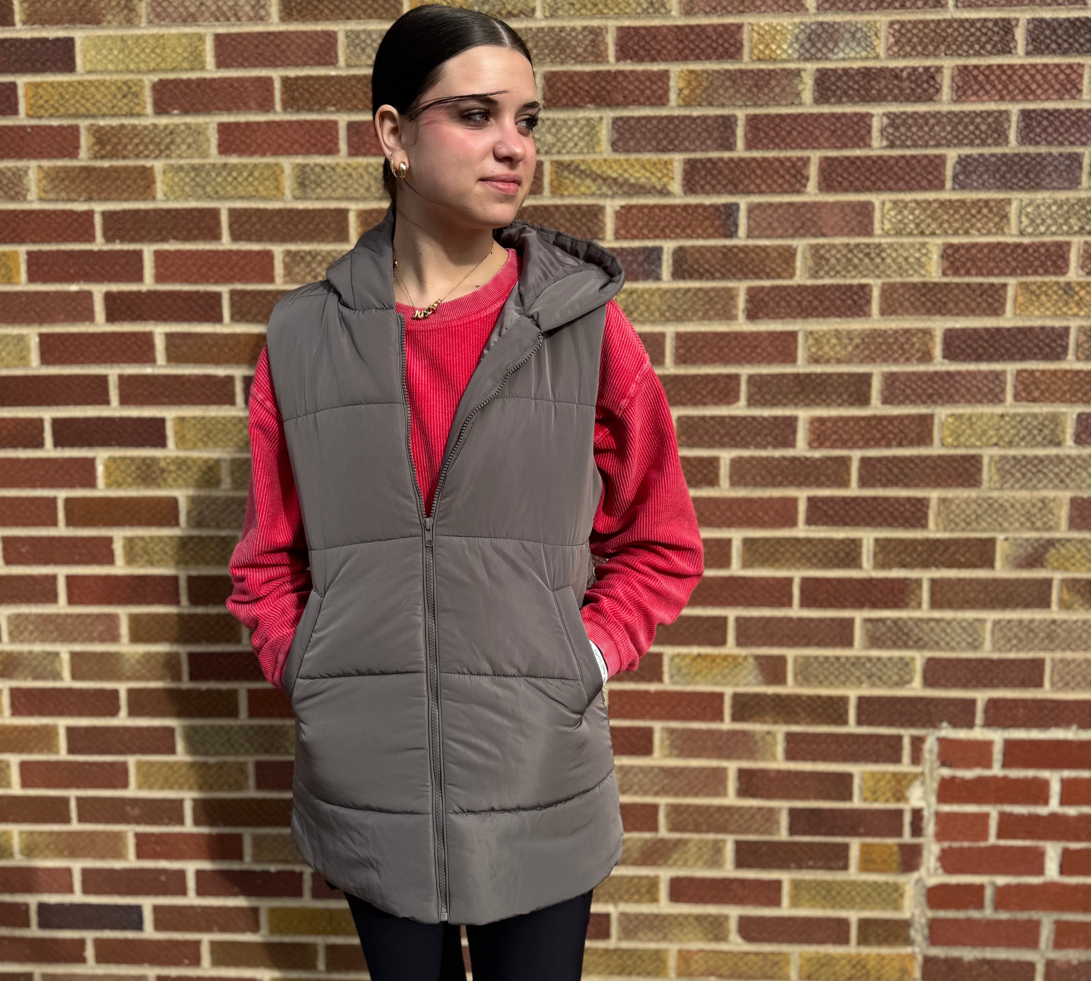 Hooded Tunic Puffer Vest