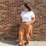 Plus Relaxed Stripe Barrel Pants w/Pockets