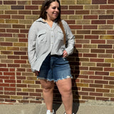 Plus Striped Collared Button Down Top